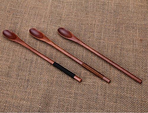 Shanson 5 Pics Long Handle Coffee Tea Drink Mixing Wooden Spoons Coffee Scoop and Stirrer/ Mixing Spoon/ Spiral Pattern Bar Cocktail Shaker Spoon/honey Spoon/mixing Spoon/spiral Pattern Bar Cocktail Shaker Spoon