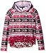 Derek Heart Girls' Long Sleeve Raglan All Over Printed Pullover with Bottom Lace Ruffle
