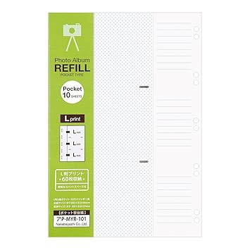 【クリックで詳細表示】ナカバヤシ ポケットアルバム替台紙 バインダー式 L判 10枚セット アP-MYR-101-W： 文房具・オフィス用品