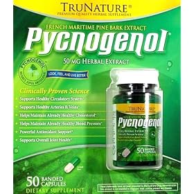 TruNature Pycnogenol 50 mg Herbal Extract – French Maritime Pine Bark Extract – 50 Banded Capsules