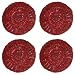 Beaded Coasters set of 4 - Swirl Red - by Cotton Craft - Size 4 inches round - Hand crafted - Other 