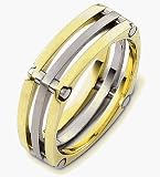 Unique 18 Karat Two-Tone Gold Designer Link Style Wedding Band Ring