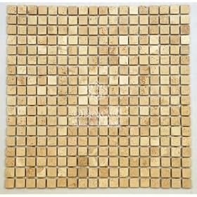 Light 5/8 X 5/8 Tumbled Travertine Mosaic Tile