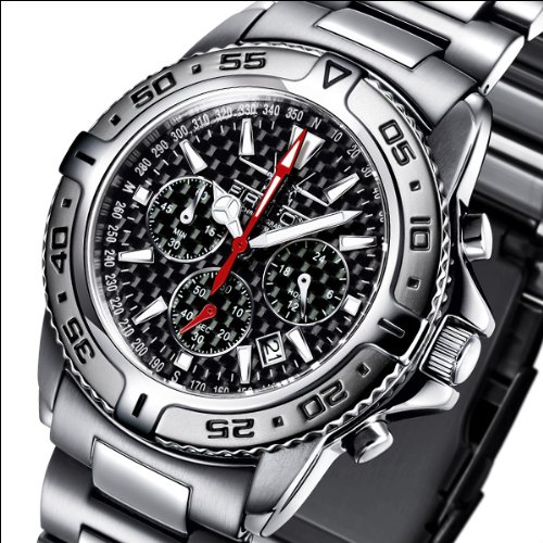 FIREFOX Flieger-Herrenuhr Chronograph DESTROYER Carbon schwarz FFS01-102
