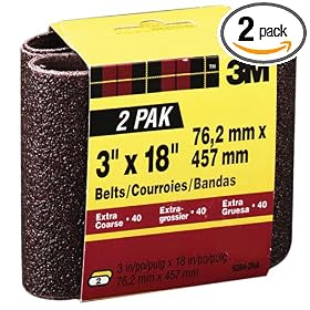 3M 9284NA Heavy Duty Power Sanding Belts, 3-Inch x 18-Inch, X-Coarse Grit, 2-pack