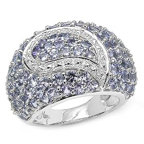 4.25 Carat Genuine Tanzanite .925 Silver Ring by 