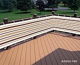 Free Shipping - Deluxe Red/brown/khaki Striped Privacy Screen Net for Deck, Balcony, Fence, Pool or Patio. 35" H X 186" L Inches (Includes 2 Attachment Options: White Rope & Brass Upholstery Nails)