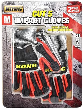 Medium Kong Cut 5 Gloves - 2 Pack - for Cut and Impact Protection