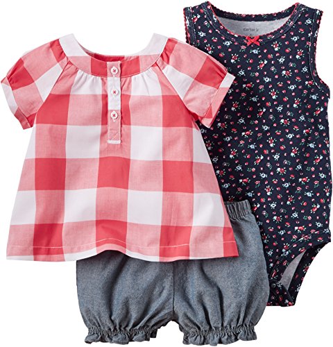 Carter's 3 Piece Diaper Cover Set 121g385, Red Gingham