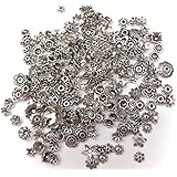 ALL in ONE 60 Gram/350pcs Mixed Antique Silver Plated Tibetan Style Filigree Flower Cup Shape Bead Caps Charms Jewelry Findings-Flower Cup Beads 350pcs