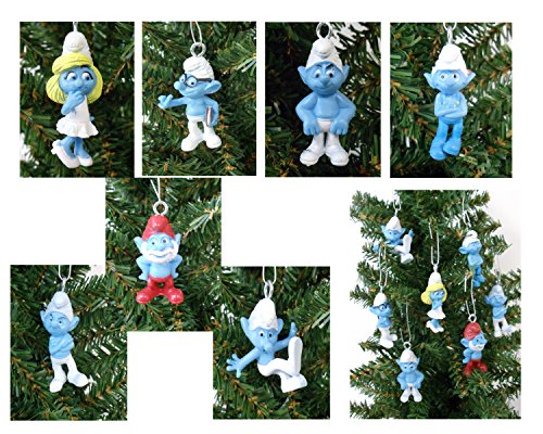 SMURFS Christmas Ornaments Featuring 7 Smurfs Ornaments with Papa Smurf, Smurfette, Brainy Smurf and Other Smurf Figures, Ornaments Average 1 1/2 to 1 3/4 Inches Tall, Great for a MINI Christmas Tree SMURFS Christmas Ornaments Featuring 7 Smurfs Ornaments with Papa Smurf, Smurfette, Brainy Smurf and Other Smurf Figures, Ornaments Average 1 1/2 to 1 3/4 Inches Tall, Great for a MINI Christmas Tree
