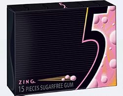 Wrigley's Five Zing Sugarfree Gum, 15-Piece Packages (Pack of 10)