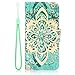 Galaxy S7 Edge Case,CASELAND [Premium Flip] PU Leather Wallet Stand Protective Cover Case for Samsung Galaxy S7 Edge - Green Flower