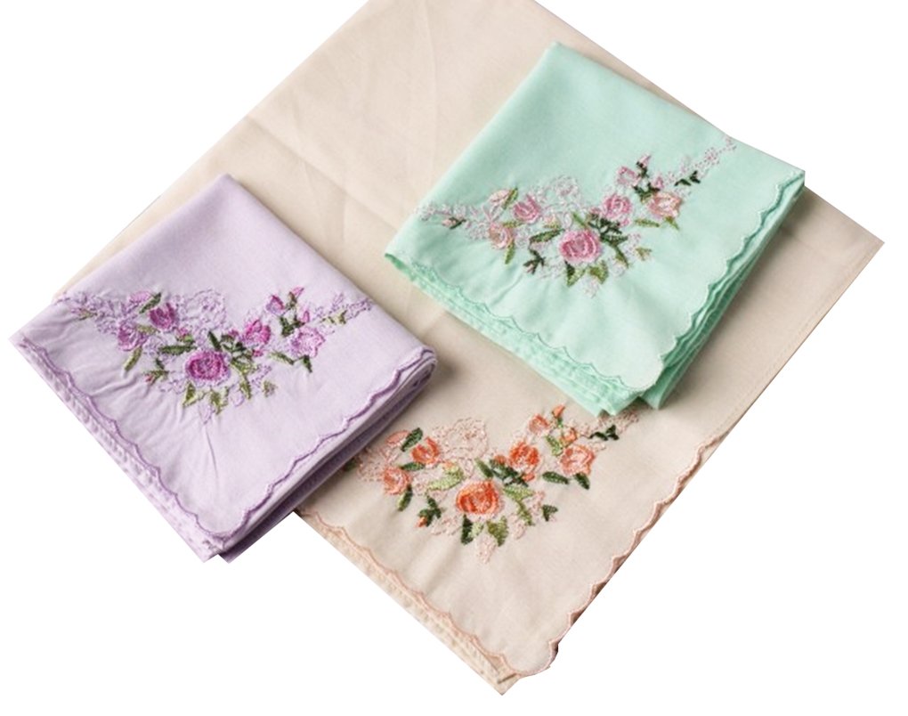 La closure Ladies Soft Embroidery 60s"Cotton HandkerchiefsSquare 43cm