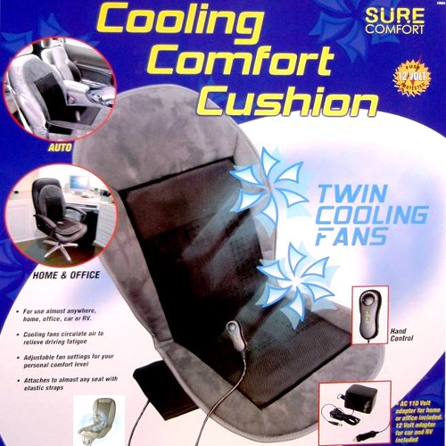 COOLING COMFORT CUSHION WITH TWIN FANS AND 12V AND AC ADAPTER  