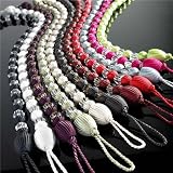 2 X BLACK CLEAR BEADED CURTAIN TIE BACKS TIEBACKS
