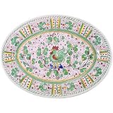 Green Rooster ~ Heavy Duty Melamine Italian Pottery Ceramic design Dinnerware,OvalPlatter