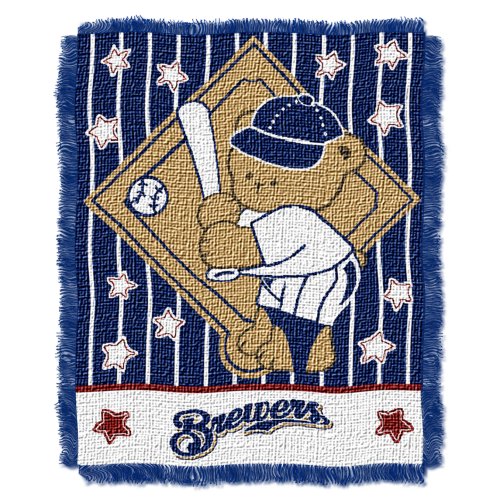 MLB Milwaukee Brewers 36-Inch-by-46-Inch Woven Jacquard Baby Throw