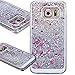 Galaxy S6 Edge Case,LANDFOX 1PC Fashion style New Glitter Quicksand liquid star dynamic clear bling case Cover for Samsung Galaxy S6 Edge (Silver)