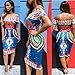 WomenWomen Sexy Traditional African Print Dashiki Bodycon Sexy Short Sleeve Dress (L, multicolor)