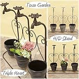 蛇口のモチーフ タウンガーデン ウォールプランターH/Dスタンド トリプルハート♪ 【グレー】♪ 【1点】