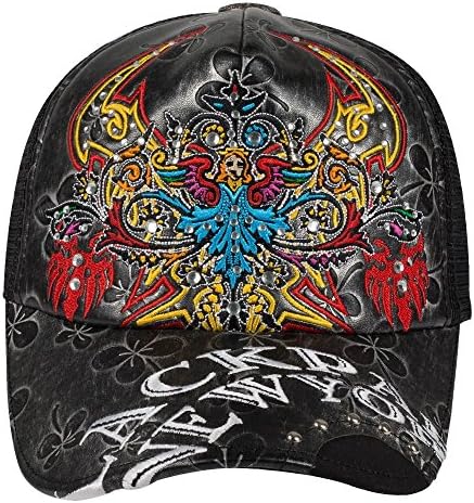 Lackpard Embroidered Design with Rhinestones Mesh Back Caps