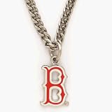 Boston Red Sox B Logo Silver Tone Chain Necklace with Sox B Logo Team Logo Pendant