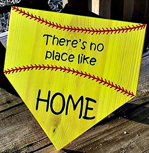 Softball Sign - Theres No Place Like Home - Wooden Softball Sign - Home Plate Wall Decor - Gift for Softball Player - Girls Softball Decor