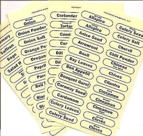 Gourmet Rsvp Chef Clear Herb Spice Jar Can Labels Set of 96/84 Printed 12 Blank