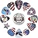 American Flag Guitar Picks Collection (12-pack)...Awesome Patriotic picks show your support for this great country, America!...Custom Printed Modern Designs feature the American Flag and Bald Eagle...GREAT GIFT for pickers of ALL ages.