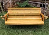 ROLL BACK Amish Heavy Duty 800 Lb 4ft. Porch Swing With Cupholders - Cedar Stain - Made in USA