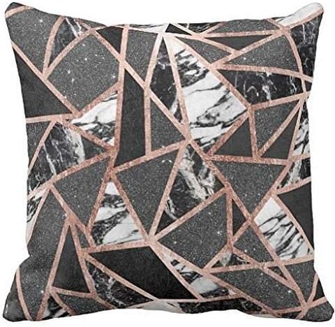 Modern Rose Gold Glitter Marble Geometric Triangle Throw pillow cover 22*22 cover 22*22