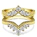Silver Chevron Style Ring Guard with Millgrained Edges and Filigree Cut Out Design with CZ (0.74 ct. twt.)