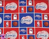 44" NBA Los Angeles Clippers Checker Cotton Fabric By The Yard