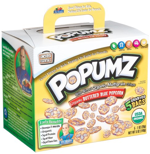 Dr. Sears Popumz Bite Sized Organic Multigrain Crips, Buttered Blue Popcorn, 5-Count,... by Dr. Sears