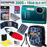 Cheap Olympus Stylus Tough 3000 12 MP Digital Camera (Green) + 16GB Deluxe Accessory Kit
