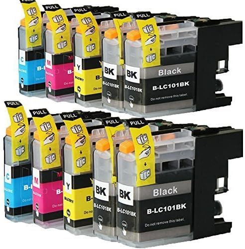 QUIMOOZ 10 Pack Compatible Brother LC101, 4 Black, 2 Cyan, 2 Magenta, 2 Yellow Ink Cartridges for use with Brother MFC-J4310DW MFC-J4410DW MFC-J4510DW Inkjet Printers
