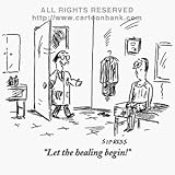 'Let the healing begin!' Cartoon print by David Sipress, Published in The New Yorker on 9/4/2000