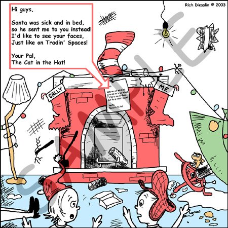 Rich Diesslins Funny Christmas Cartoons - The Cat in the Hat Helps Santa - Desk Clocks