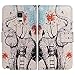 Bfun Packing Elephant Flower Card Slot Wallet Leather Cover Case for Samsung Galaxy Note 4