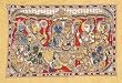 Folk Art of India ShalinCraft Kalamkari Paintings Pen Drawings on Cloth 34 inches x 23 inches