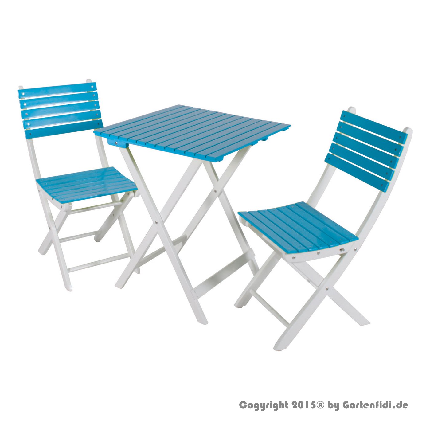 Balkonset Akazie Weiß 2 Stühle 1 Tisch klappbar - Bistroset Gartenmöbel