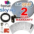 Satgear Sky/Freesat Zone 2 60cm HD Satellite Dish Kit with Brackets, Quad LNB, 20m Single RG6 Cable, Fixings- Everything You Need + An Exclusive 2 Year Sategar Warranty
