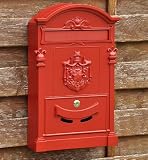 Nostalgie Wandbriefkasten / Briefkasten - rot, pulverbeschichtet