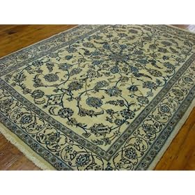7x10 Cream Persian Hand Knotted Wool Nain Rug by Heritage Unlimited