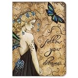 Tree-Free Greetings Follow Your Dreams Fairy, 160 Page Recycled Paper and Sugarcane Journal, 5.5 x 7.5 x 0.75 Inches, Shades of teal and Brown (21054)
