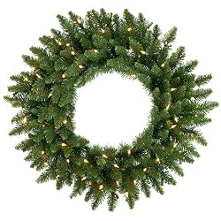 12' Pre-Lit LED Camdon Fir Commercial Artificial Christmas Wreath - Clear Lights
