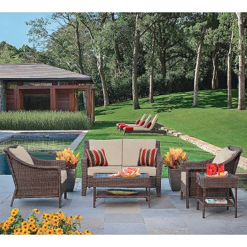 Rolston 4-Piece Wicker Patio Conversation Set