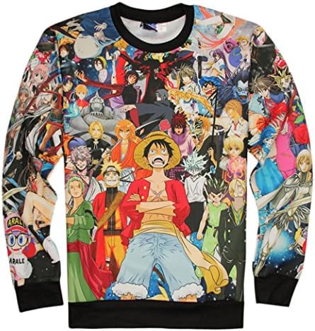 Coolchange Anime One Piece 3D Pullover Color Printing Long Sleeve Sweatshirt (US M=Asia XL)