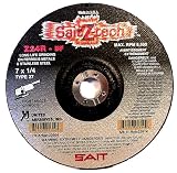SAIT 22614 Type 27 7-Inch x 1/4-Inch x 5/8-11 8500 Max RPM Z-Tech - Z24R Zirconium Depressed Center Grinding Wheels - 10 Pack